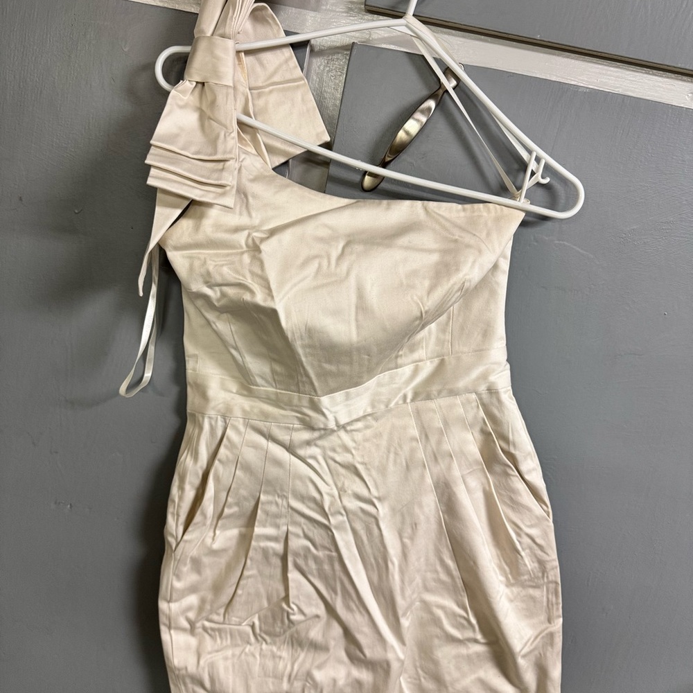 French Connection Cream One-Shoulder Dress